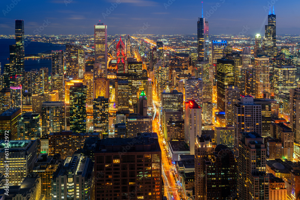 Obraz premium Chicago building city view from observation deck high level