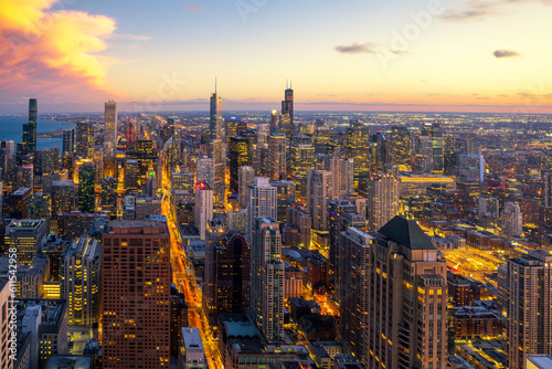 Chicago building city view from observation deck high level