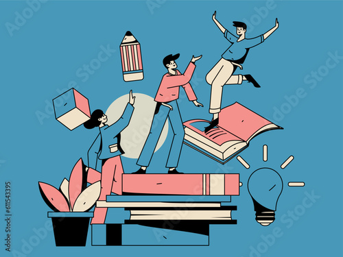 Education learning people flat vector concept hand drawn illustration
