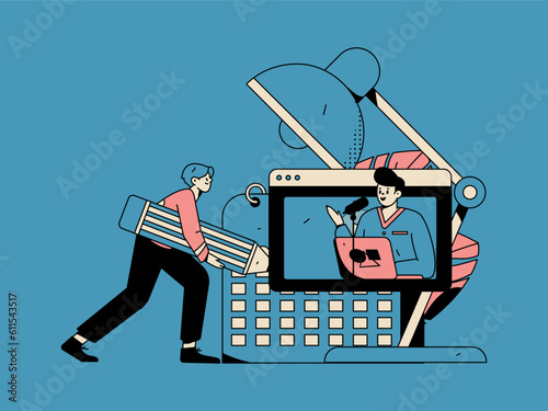 Education learning people flat vector concept hand drawn illustration
