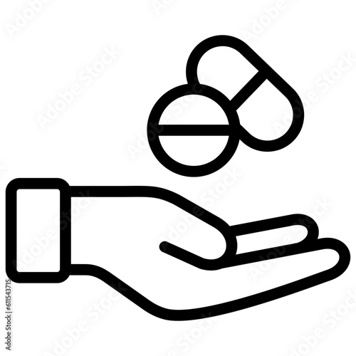 pills icon illustration design with outline