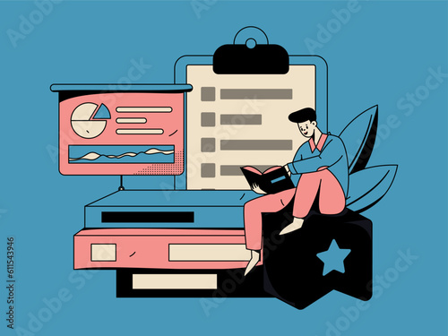 Education learning people flat vector concept hand drawn illustration
