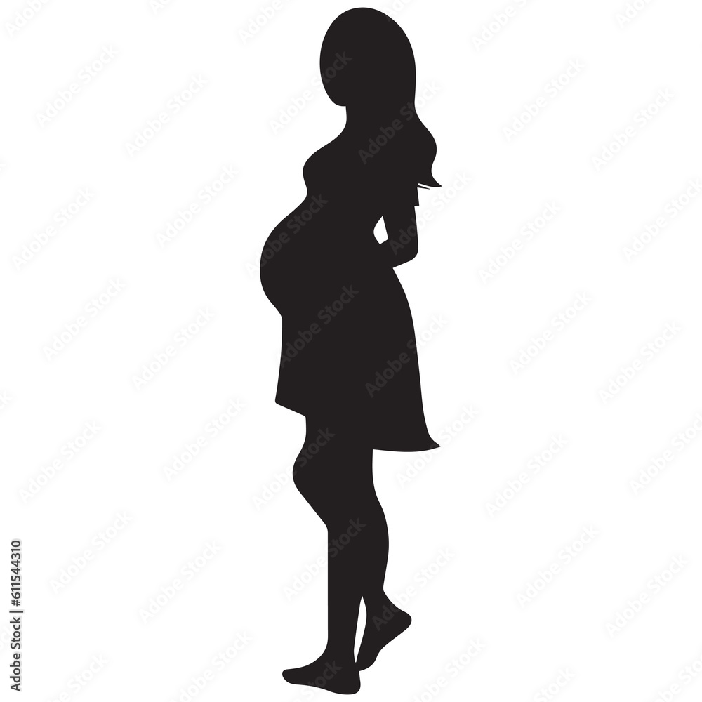 A Pregnancy's women Vector silhouette illustration.