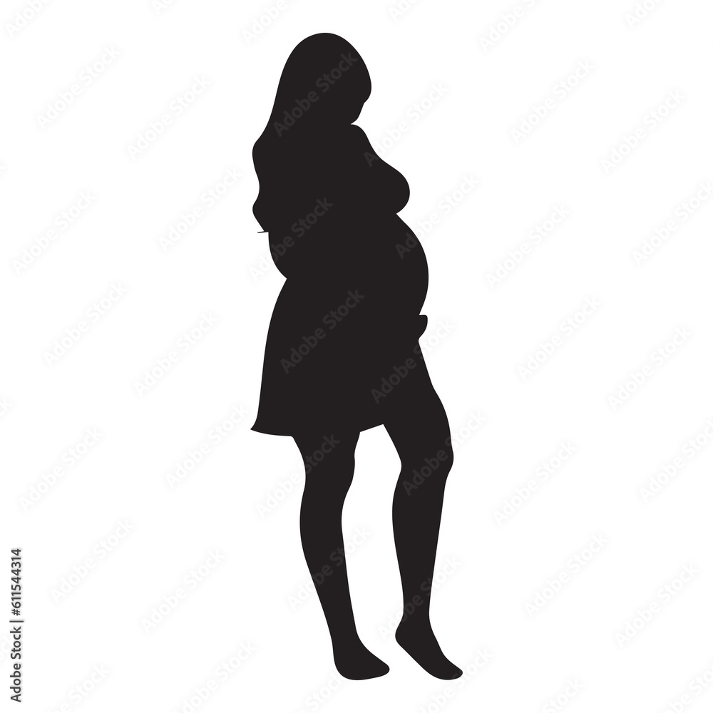 A Pregnancy's women Vector silhouette illustration.