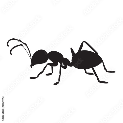 Ant vector silhouette black color, ant animal vector silhouette