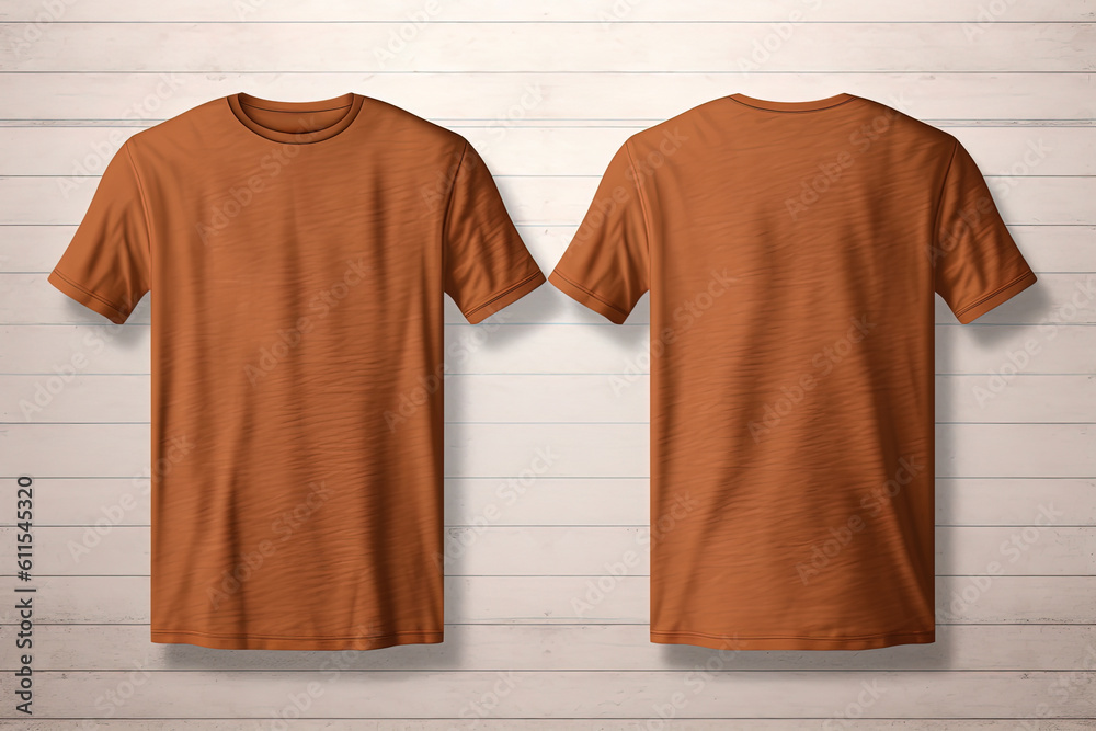 plain brown t shirt front and back