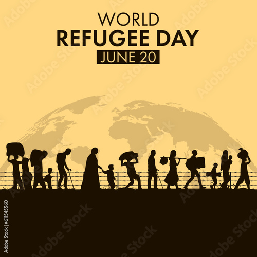 World refugee day. Refugees walking seek for home. A concept of the migrant awareness campaign. Vector illustration design © The Imaginary Stock