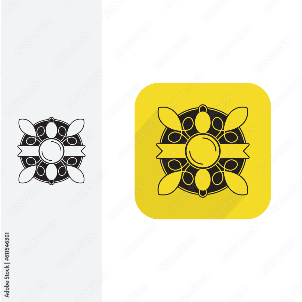 Fine Vine and Ribbon Shield Favicon symbol and icon Template vector