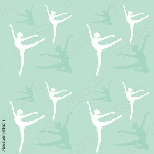 Vector illustration. Seamless pattern with silhouettes of ballerinas. Print for fabric and wallpaper.