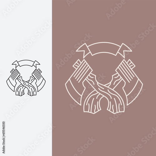 ax logo as hipster gear design template sign. logo with monoline style,

