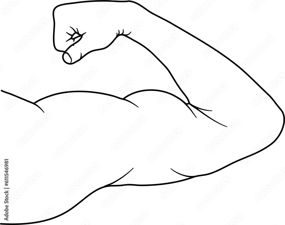 Obraz premium Strong Arm Outline Illustration Vector