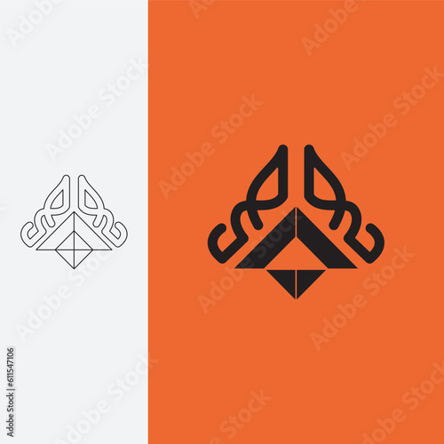 simple pyramid logo, vector design template best. Line art style and silhouette stylish.
