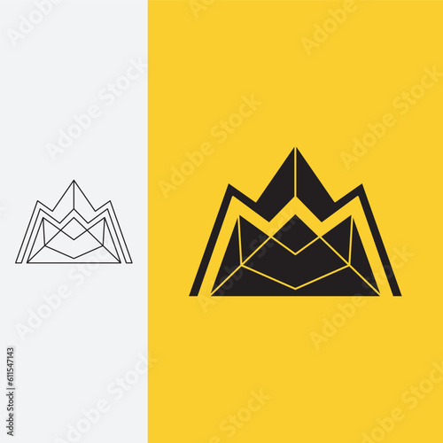 luxury abstract pyramid logo, logo design template sign. monoline style and silhouette stylish.
