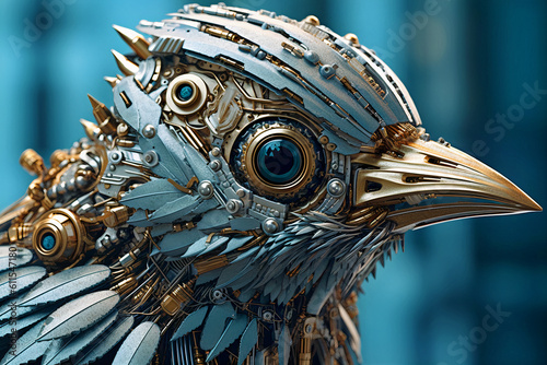 The robot bird with special metals.