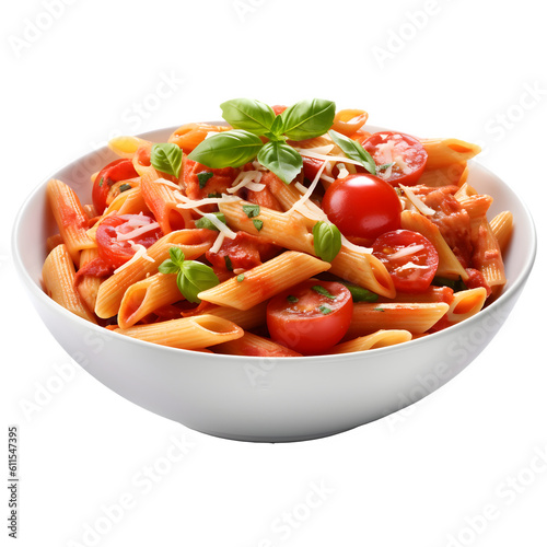 Pasta with tomato sauce on a bowl png transparent image.