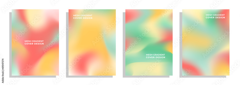 mesh gradient vector iridescent summer beach cover design set