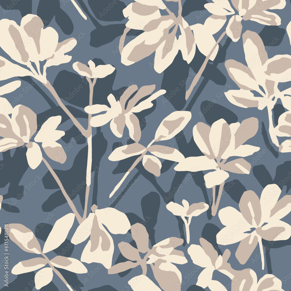 Flower botanical illustration seamless repeat pattern fashion and fabric surface digital design