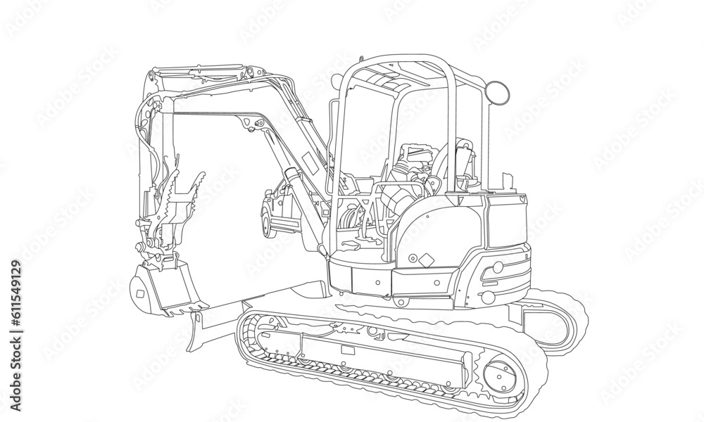 Naklejka premium Crane truck with view from side isolated on white background. Construction vehicle vector mockup, easy editing and recolor.