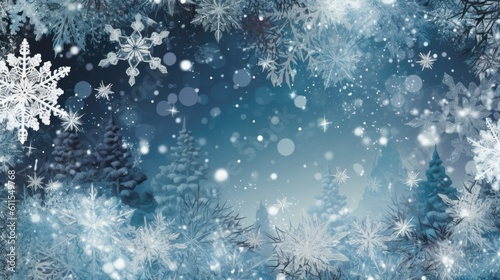 winter snowflakes background with generative ai © Daunhijauxx