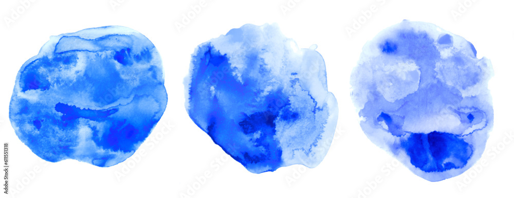 blue color liquid splashes banner in set