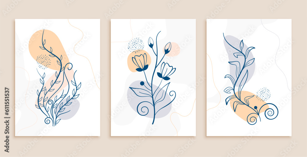 abstract and elegant blossom flower and leaf banner in collection