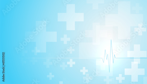 blue medical care and service background with cross and cardio graph