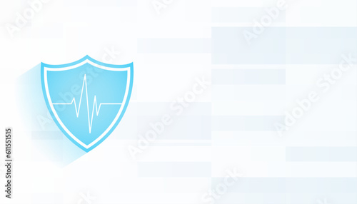 sci fi medical service background with protect shield and ECG graph