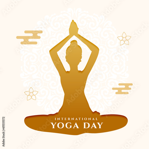 21st june celebration of world yoga day background in paper cut style