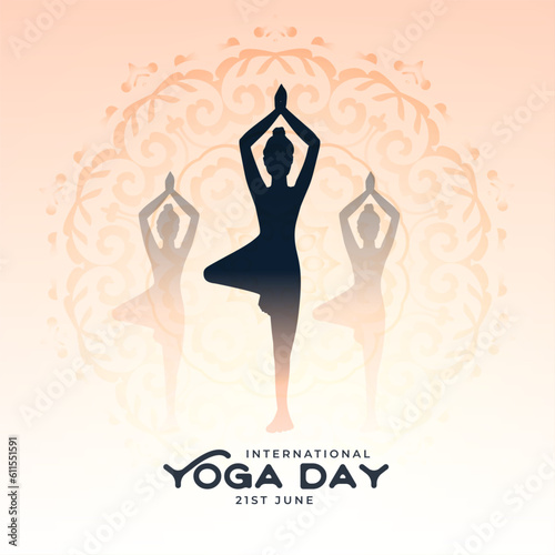 21st june yoga day event background with women doing exercise