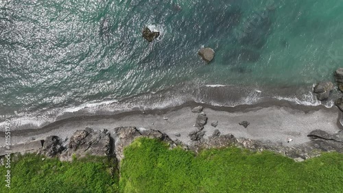 Aerial view of sea waves and fantastic Rocky coast in Tsikhisdziri, Georgia photo