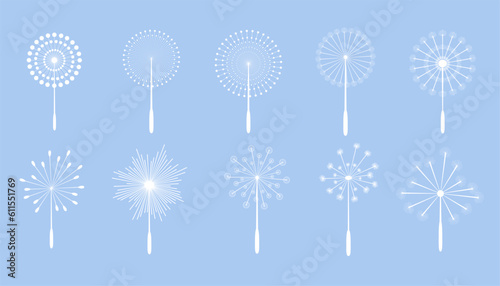 different style collection of ten dandelion seeds vector