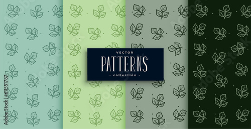 set of floral leaves design in modern style vector