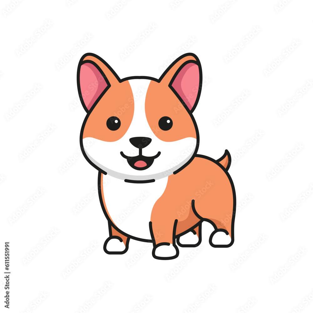 Cute cartoon corgi dog. Vector illustration isolated on white background. Cute cartoon corgi dog. Vector illustration isolated on white background.