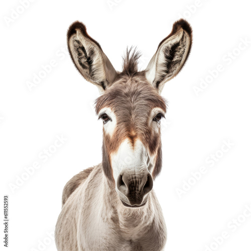 portrait of a donkey isolated on transparent background cutout © Papugrat