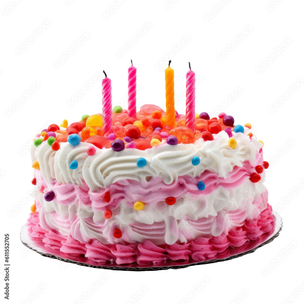 birthday cake with candles isolated on transparent background cutout ...