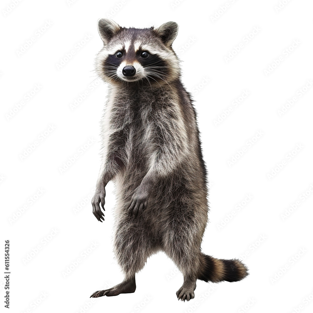 raccoon isolated on background. - obrazy, fototapety, plakaty 