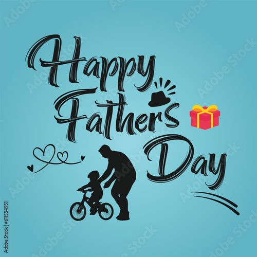 Father s Day poster or banner template with necktie and gift box on blue background