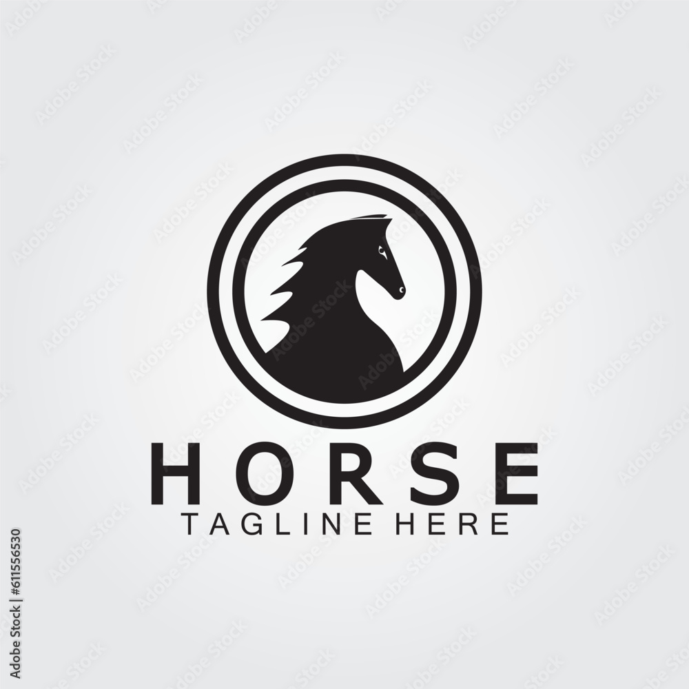 Fototapeta premium Black horse head silhouette logo vector illustration