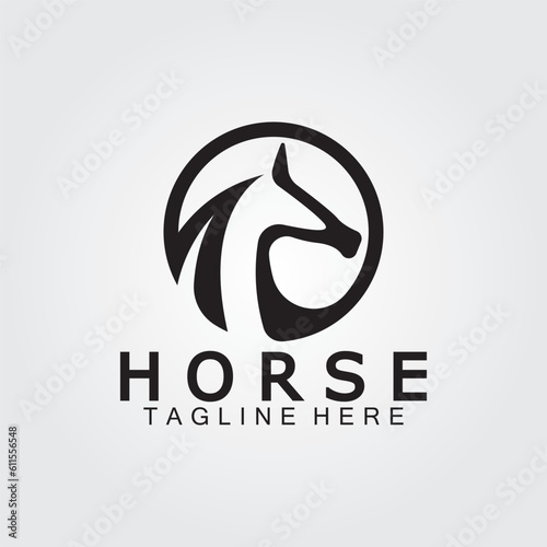 Black horse head silhouette logo vector illustration
