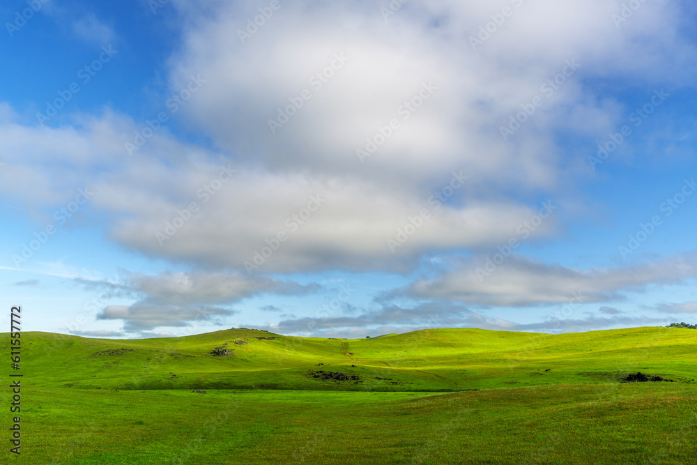 Landscape of Green meadow on small mountain