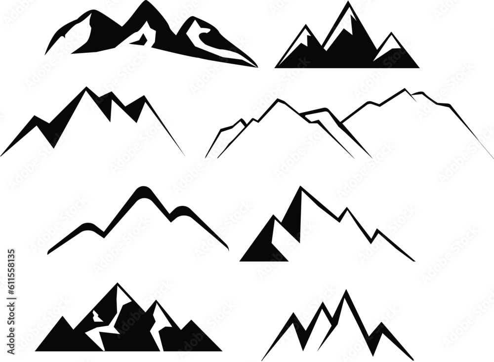 mountains icon. volcano sign. summit symbol. peak logo. mountain logo. flat style.