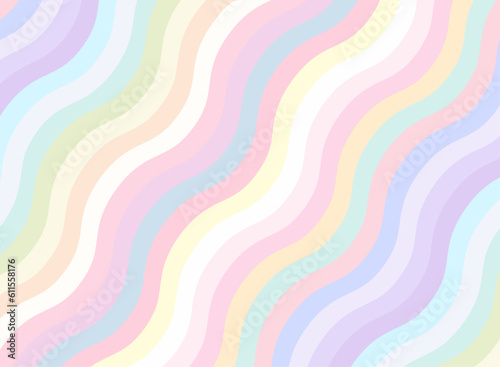 パステルカラーの波線のシームレスなパターン