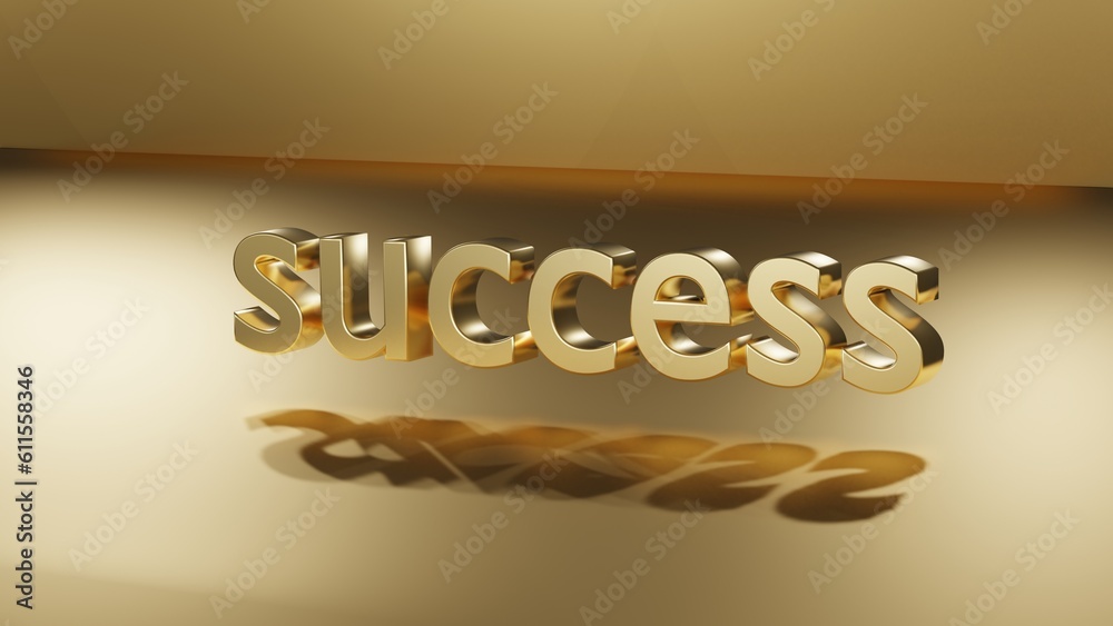 the success word in gold background