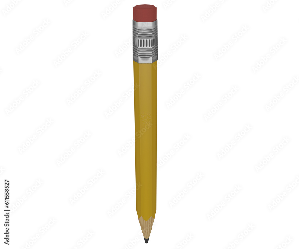 3d rendering yellow pencil with eraser 3d rendering yellow pencil with eraser