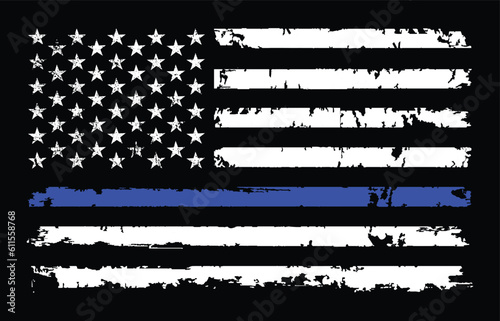 Thin Blue Line With USA Flag Design