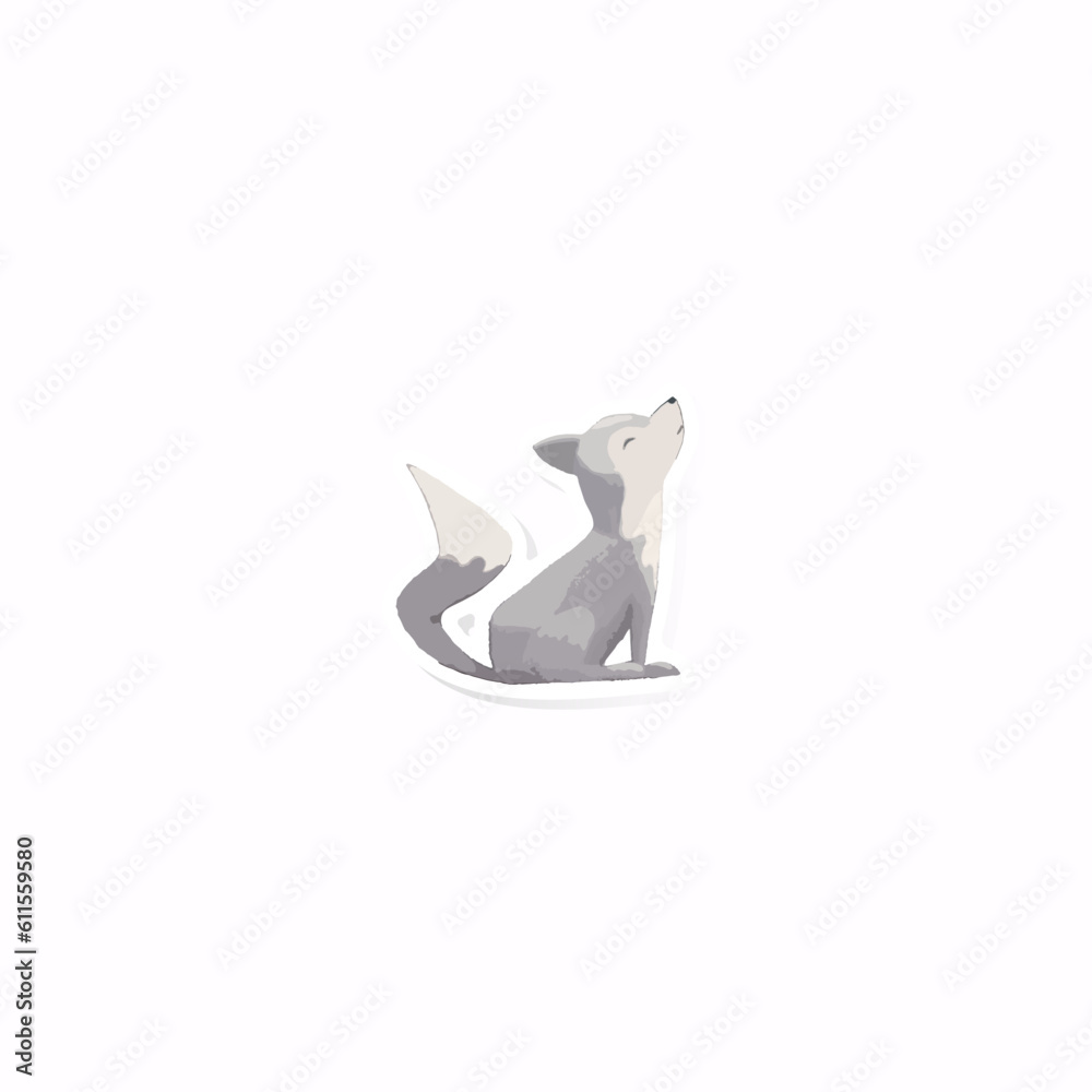 cute wolf cartoon sticker vector cute wolf cartoon sticker vector