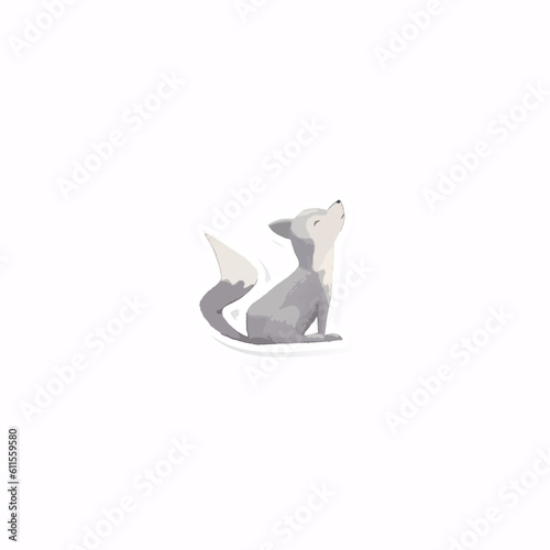 cute wolf cartoon sticker vector