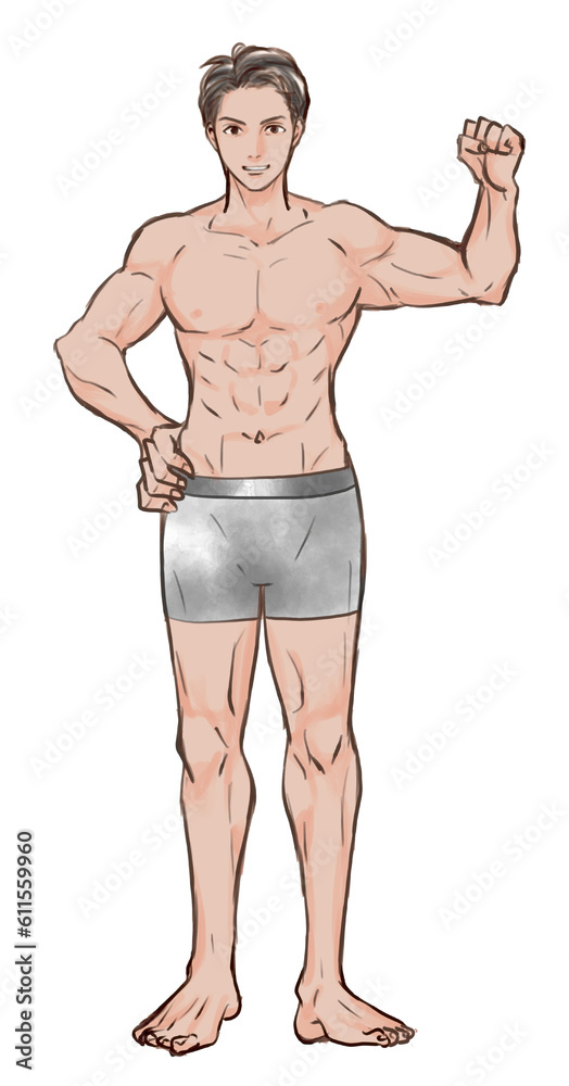 Fototapeta premium ガッツポーズをするマッチョの男性