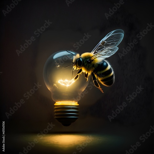 Bee and Light Bulb - AI Generative