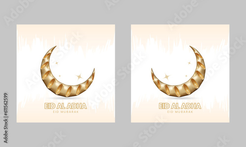 Eid AL Adha greeting card design vector template. Islamic banner